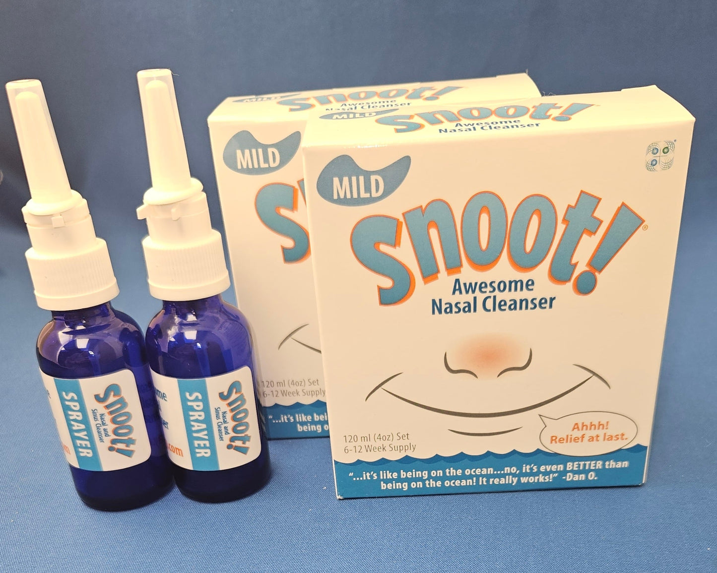 Snoot! Cleanser 2 Pack (Mild Formula)+2 Cobalt Blue Nasal Sprayers