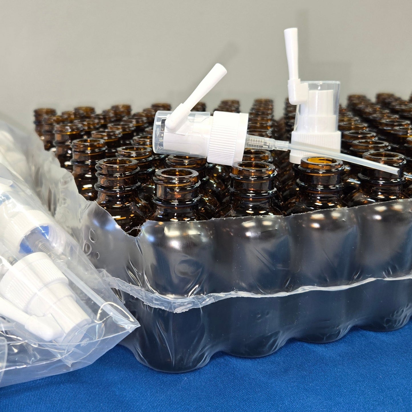 Oral/Throat/Swivel Sprayer & Bottle Sets - 30 ml Amber Glass bottles with ORAL Top -  120-Pack 30ml - EMPTY