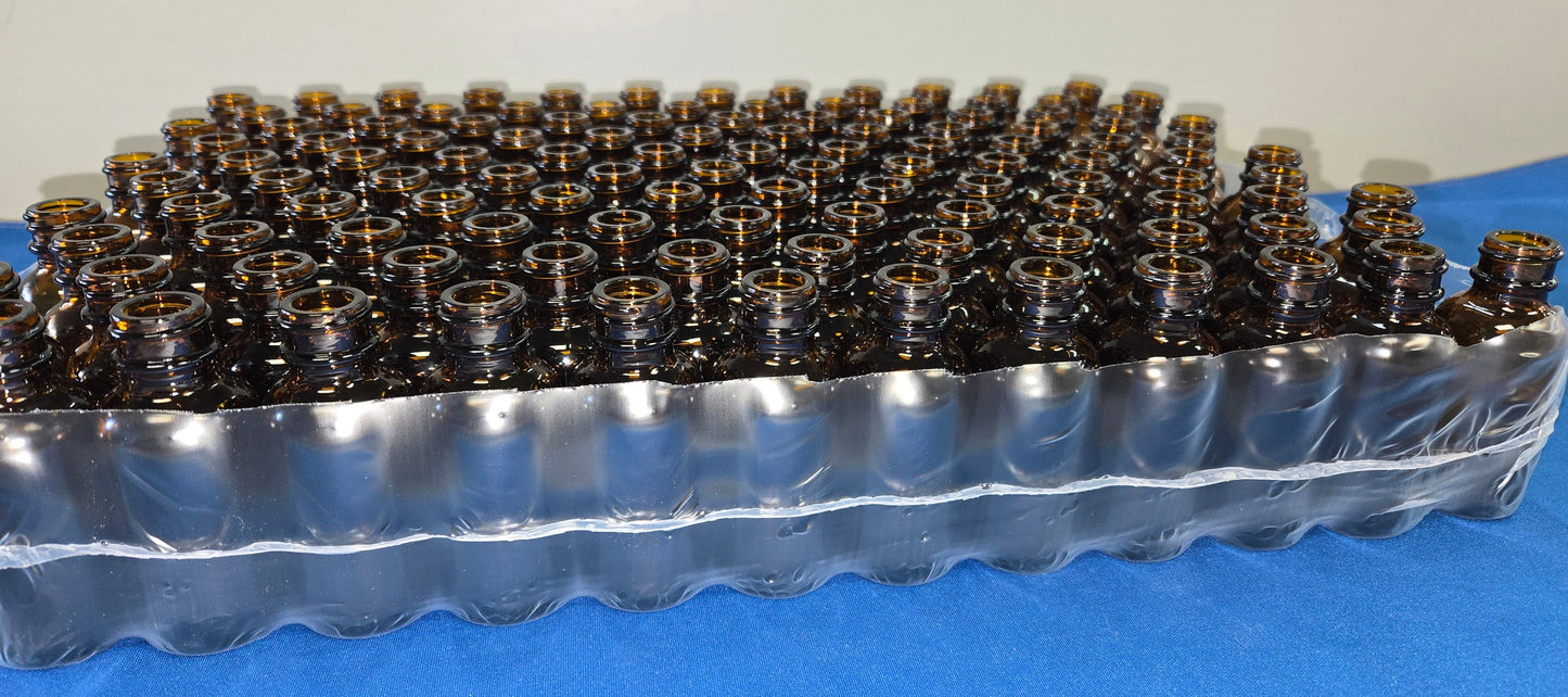 Amber Glass 30 ml Bottles Only-No Tops-Single Tray of 120 Bottles