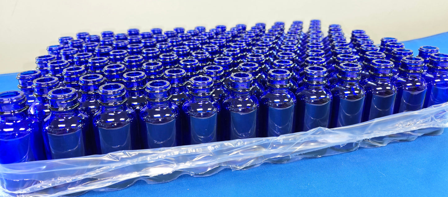 Cobalt Blue Glass 30 ml Bottles Only-No Tops-Single Tray of 120 Bottles