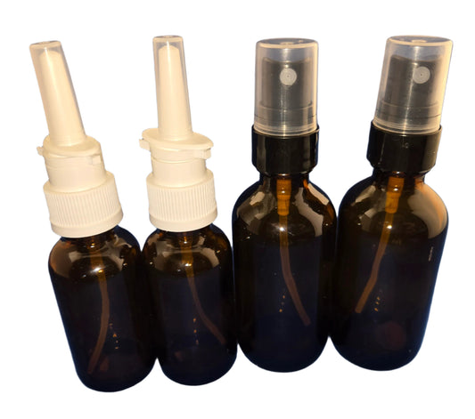 Snoot! Sprayer Combo Set-Two 30ml (1 oz) Amber Glass Nasal & two 60 ml (2 oz) Amber Glass Misters