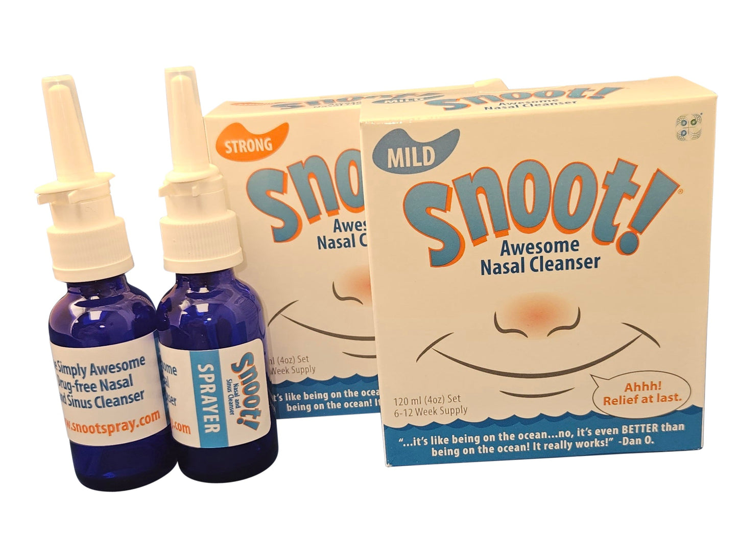 Snoot! Cleanser 2 Pack (1 Mild Formula & 1 Strong Formula)+2 Cobalt Blue Nasal Sprayers