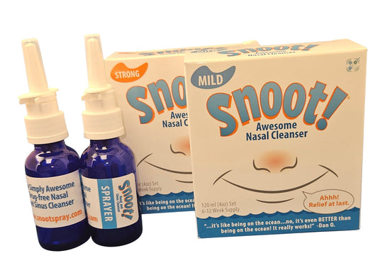 Snoot! Cleanser 2 Pack (1 Mild Formula & 1 Strong Formula)+2 Cobalt Blue Nasal Sprayers